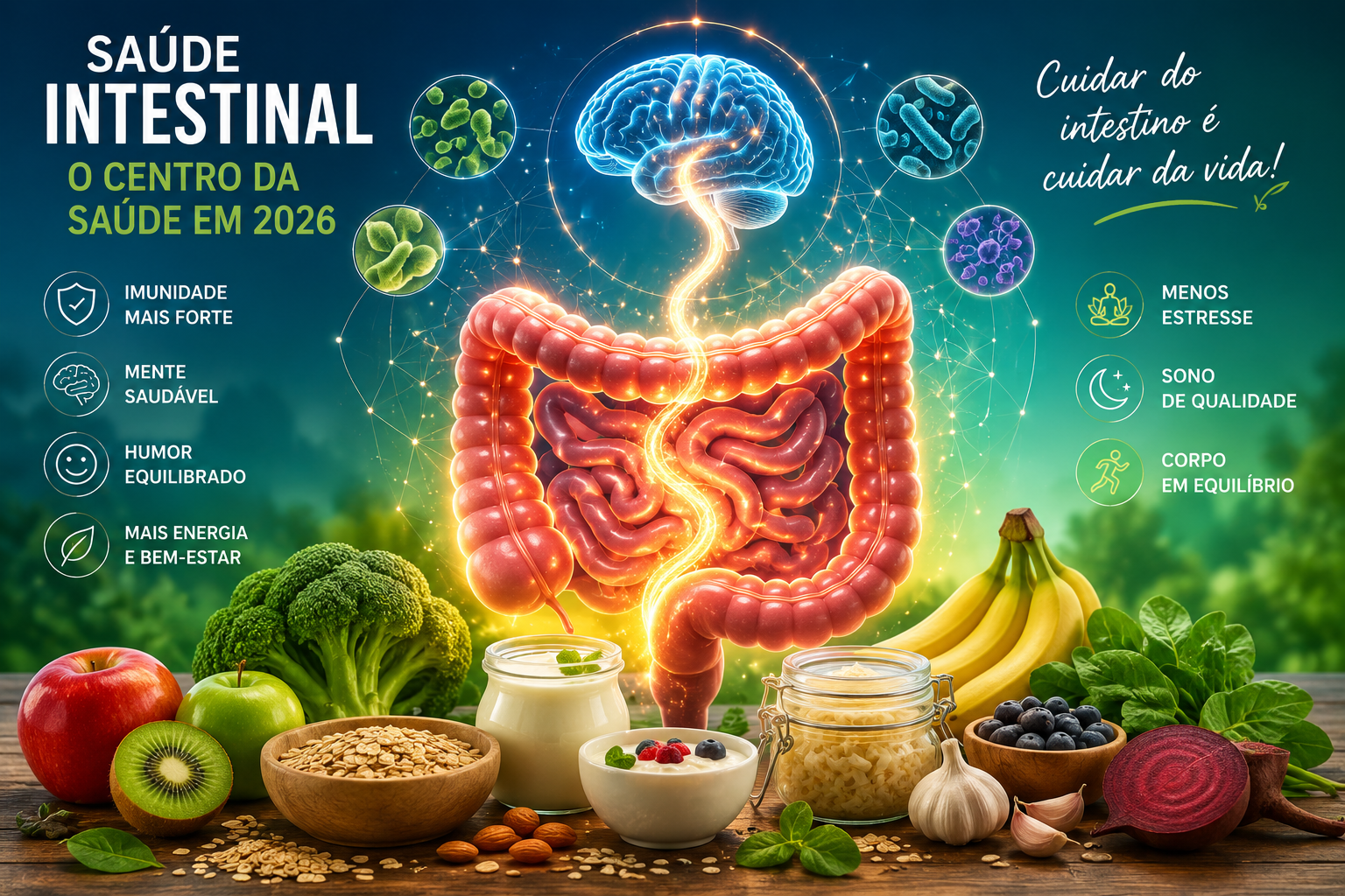 Saúde intestinal: por que o intestino virou o centro da saúde em 2026?
