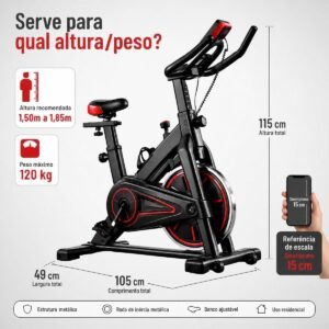 Bicicleta Ergométrica Spinning Profissional Reforçada 120kg - Bike Treino em Casa Academia Cardio Emagrecimento Silenciosa Painel LCD Resistência Ajustável Vertical Ergonômica Robusta Alta Performance