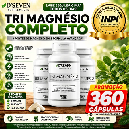 TRIO DE MAGNÉSIO| MAGNÉSIO PA MAGNÉSIO TREONATO MAGNÉSIO DIMALATO PURO 100% CONCENTRADO DE QUALIDADE
