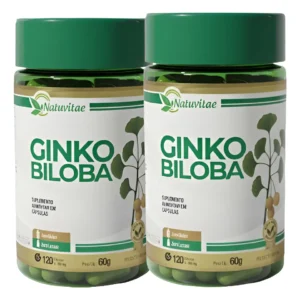 Kit 02 Suplemento Gink. Biloba 120 Cápsulas Cada 500mg Natuervas Sem Sabor