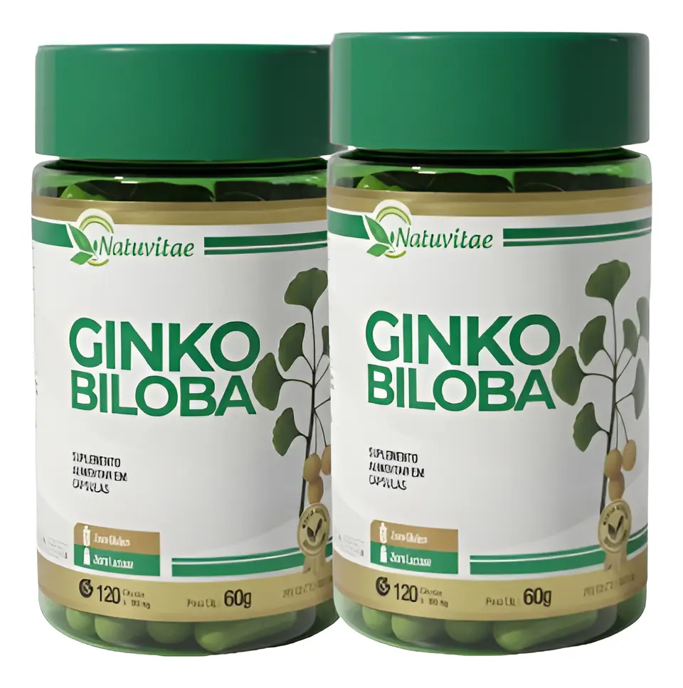 Kit 02 Suplemento Gink. Biloba 120 Cápsulas Cada 500mg Natuervas Sem Sabor