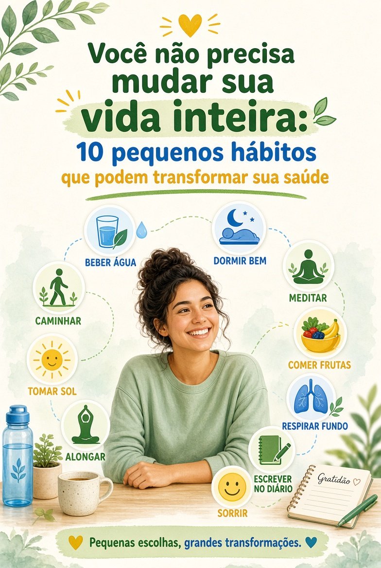 Você não precisa mudar sua vida inteira: 10 pequenos hábitos que podem transformar sua saúde
