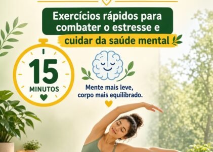 15 minutos por dia podem fazer diferença? Exercícios rápidos para combater o estresse e cuidar da saúde mental