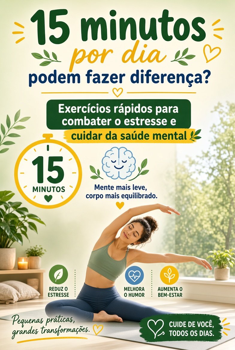 15 minutos por dia podem fazer diferença? Exercícios rápidos para combater o estresse e cuidar da saúde mental